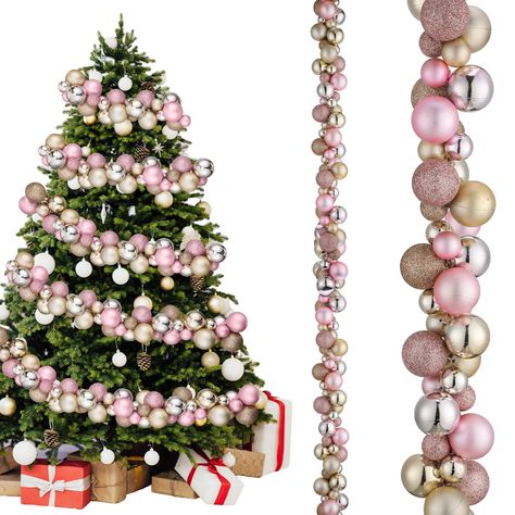 PRICES MAY VARY. Eye Catching Package: elevate your Christmas decor with our stunning Christmas garland featuring 650 colorful balls arranged in, irregular pattern; Choose from 3 vibrant colors and 2 sizes, including shiny, matte, and glitter balls to brighten your holiday Reliable Material: the Xmas ornament garland is made of quality plastic; After precision processing, the garland feels smooth on the surface, the plastic material makes the Xmas garland sturdy, and it is also easy to take care Pink Christmas Ideas Decorations, Blue And Pink Christmas Tree Decorations, Pink Gold White Christmas Tree, Red And Pink Christmas Tree Decor, Pink Christmas Decorations Outdoor, Christmas Tree With Ornament Garland, Pink And Green Christmas Tree Decoration, Christmas Tree Ornament Garland, Pink Christmas Decorations Ideas