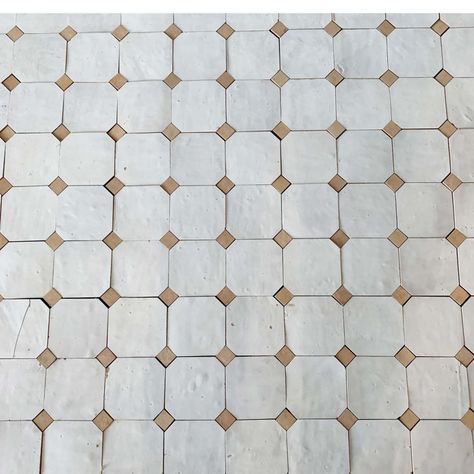 Moroccan Mosaic Tile House Bouchon Zellige 12" x 12" Mosaic Wall Tile | Wayfair Octagon Tile Floor, Mosaic Bathroom Floor, Tile Terracotta, Tile House, Square Mosaic Tile, Holiday Dinnerware, Handcrafted Tile, Mosaic Bathroom, Zellige Tile