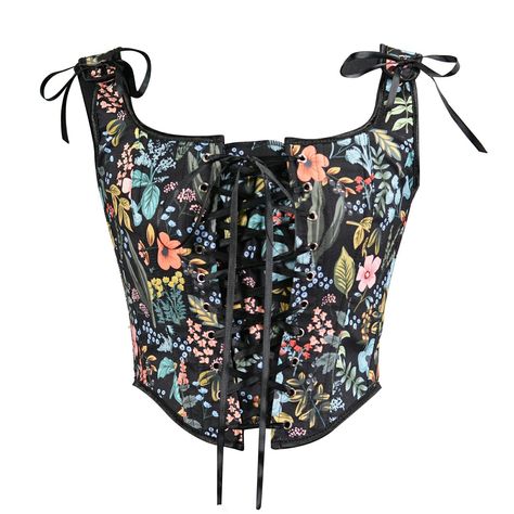 PRICES MAY VARY. ✿Material: The women vintage floral vest is made of high-quality polyester fabric, skin-friendly, soft and breathable, wear-resistant and absorbing sweat, elastic and comfortable to wear. Suitable for summer, spring, fall and winter wear. ✿Design: The female off-the-shoulder sexy sleeveless bodycon camisole is designed in vintage style, features artistic retro floral embroidery pattern, sexy boat neck and tie-up in waist, the suspender corset better show your body curve, elegant Poison Ivy Kostüm, Corsets Vintage, Corset Tops, Floral Corset, Women Corset, Corset Crop Top, French Women, Vintage Floral Print, Grunge Style