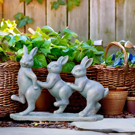 PRICES MAY VARY. 🐇Garden Statue🐇Bunny in an antique bronze and verdigris finish that has been handpainted by our finishing artists and lovely expression vivid. An attractive and amusing garden décor item 🐇3 Playing Bunnies Design🐇 Charming bunny decor will light up your favorite space. Decorate your garden, pools, balcony or porch with this playing bunny statue garden décor accents 🐇Easter Gifts🐇 Show Your Love To Someone Special. It will be sure to bring a smile to all who see this tender Garden Pools, Easter Bunny Decor, Bunny Statue, Statue Garden, Garden Decor Items, House Studio, Rabbit Figurine, Easter Bunny Decorations, Bunny Decor