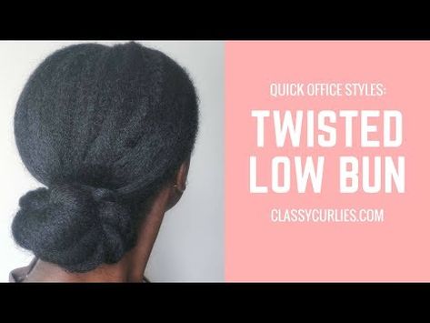 Natural Hair Work Styles, Low Bun Natural Hair, Low Twisted Bun, Twisted Low Bun, Bun Natural Hair, Twisted Bun, Skincare For Oily Skin, Natural Hair Bun Styles, Conservative Fashion