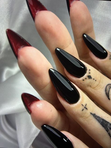 Maneater Nail Ideas, Devils Night Inspired Nails, Twilight Inspired Nails, Revenge Nails, Villian Nails, Villain Nails, Witch Burning, Vampy Nails, Vampire Nails