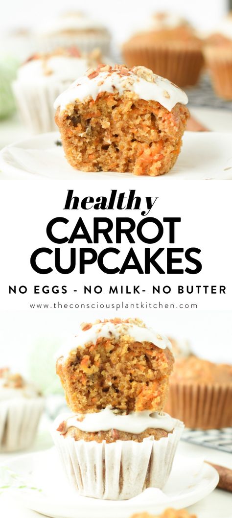 Vegan Frosting Recipe, Vegan Carrot Cake Muffins, Vegan Carrot Muffins, Vegan Carrot Cake Cupcakes, Healthy Easter Dessert, Cupcakes Healthy, Vegan Breakfast Muffins, Easter Desserts Ideas, Muffin Vegan