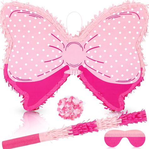 PRICES MAY VARY. Pink Themed Party Supplies: you will receive 1 piece of bowtie pinata, 1 piece of blindfold, 1 stick and 1 pack of confetti, which will impress your guests with the pink bow theme; You can use them to plan a fun party game for your upcoming birthday party, and make fond memories for everyone Ingenious and Cute Bow Design: the birthday pinata comes with bow tie styling, with bright colors and 3D bow designs; The pinata can be applied as a centerpiece and table decoration for birt Pink Themed Party, Pinata Birthday Party, 12th Birthday Party Ideas, Pinata Birthday, Bow Theme, Birthday Pinata, Bow Designs, School Wedding, Action Hero