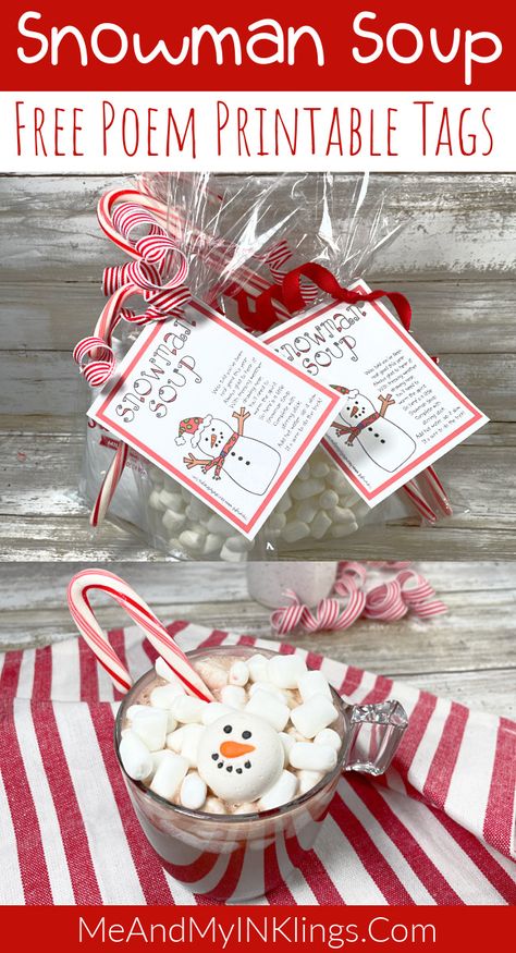 Hot Chocolate Treat Holder, Snow Man Soup Printable Free, Snowman Gift Tags Printable Free, Snowman Soup Labels Free Printable, Snowman Soup Ideas, Snowman Soup Printables Free Bag Toppers, Snowman Soup Printables Free, Dollar Store Snowman, Christmas Grams