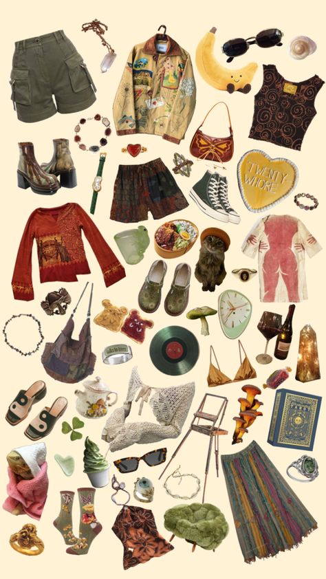 #goblincore #outfit #outfitinspo #green #brown #artsy #hippy #book #aesthetic #vintage #fairycore Craftcore Outfit, Vintage Artsy Aesthetic Outfits, Craftcore Aesthetic, Vintage Artsy Outfit, Artsy Grunge Outfits, Book Aesthetic Vintage, Artsy Outfit Aesthetic, Artsy Aesthetic Outfits, Forestcore Aesthetic