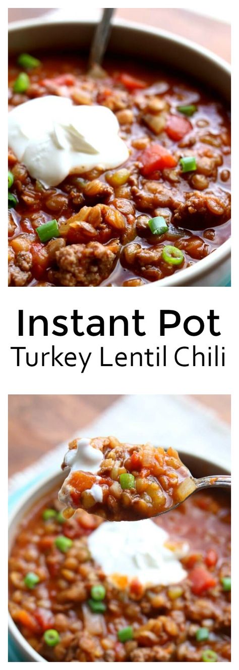 Instant Pot Ground Turkey Lentil Chili--this healthy, easy pressure cooker turkey lentil chili is the perfect meal for any night of the week.  It fills you up without filling you out while still having tons of flavor. #instantpot Ground Turkey Lentil, Turkey Lentil Chili, Turkey Lentil, Lentil Chili Recipe, Pressure Cooker Turkey, Instant Pot Turkey, Lentil Chili, Fingerfood Party, Best Instant Pot Recipe