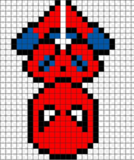 Pixel Art Aesthetic Easy, Spiderman Pixel Art, Marvel Cross Stitch, Melty Bead Designs, Pixels Art, Piskel Art, Graph Paper Drawings, Easy Pixel Art, Pixel Art Templates