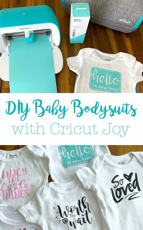 The all new Cricut Joy is the perfect new addition to your craft machines. The small size makes it portable for crafting wherever you are. Bring it to your next baby shower for a DIY Baby bodysuit station. #ad #cricutjoy #cricutcreated Circuit Joy Ideas, Cricut Joy Organization Ideas, Cricut Joy Crafts, Cricket Joy Projects, Baby Girl Cricut Ideas, Baby Cricut Ideas, Small Cricut Projects, Baby Shower Cricut Ideas, Cricut Baby Projects