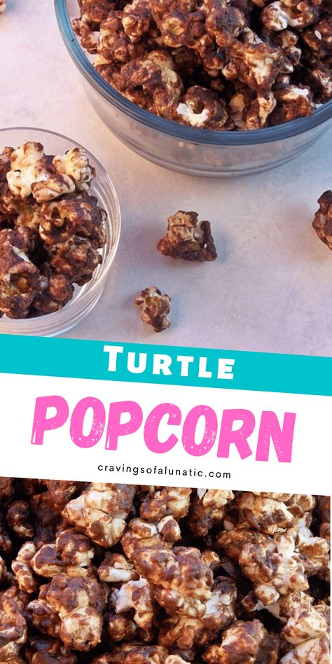 Turtle Popcorn, Chocolate Covered Popcorn Recipe, Popcorn Recipes Chocolate, Chocolate Drizzled Popcorn, Chocolate Covered Popcorn, Chocolate Turtles, Popcorn Snacks, Chocolate Popcorn, Snacks To Make