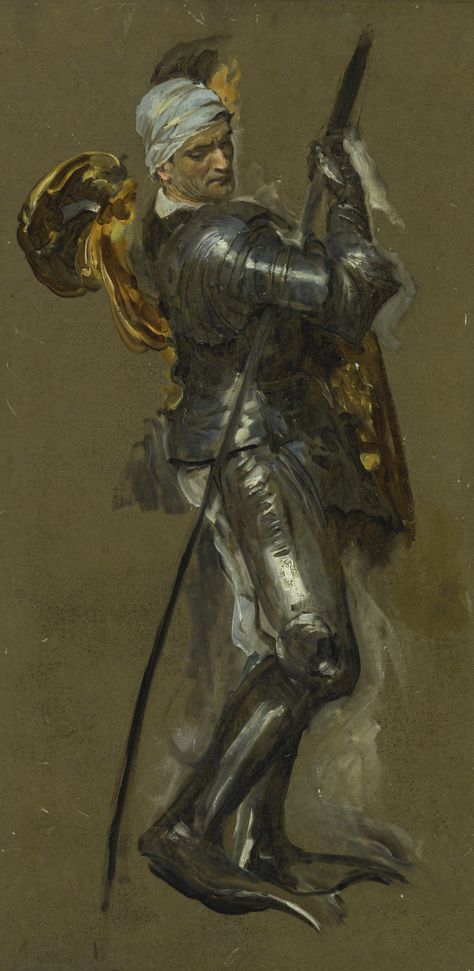 French School, 19th Century | Sketch of a Man in Armor Solomon J Solomon, Solomon Joseph Solomon, Neoclassical Painting, School Sketch, Sea Drawing, English Art, French School, Pre Raphaelite, Classic Paintings