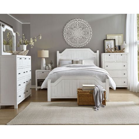 Progressive Furniture Elmhurst White King Post Bed B617-94/95/78 | Bellacor Beach Setting, 5 Piece Bedroom Set, Bedroom Drawers, White Drawers, King Bedroom Sets, Bedroom Sets Queen, Queen Bedroom, King Bedroom, Bedroom Posters