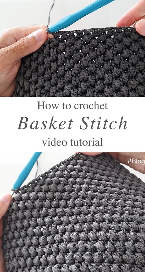 Crochet Basket Stitch You Can Learn Easily - CrochetBeja Crochet Basket Stitch, Basket Stitch, Crochet Basket Pattern Free, Crochet Storage, Crochet Stitches Free, Simple Crochet, Crochet Stitches Video, Crochet Basket Pattern, Crochet Handbags Patterns