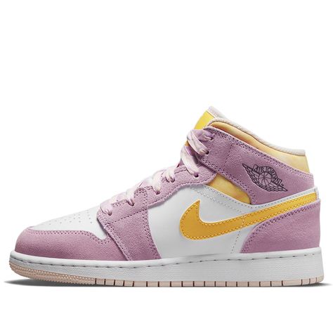 Kids Nike Air Jordan 1 Mid SE GS Arctic Pink Basketball Shoes/Sneakers Doudoune The North Face, Jordan 1 Mids, Air Jordan 1 Mid Se, Nike Air Jordan 1 Mid, Exclusive Sneakers, Jordan Sneakers, Nike Dunk High, Nike Shox, Air Jordan 3