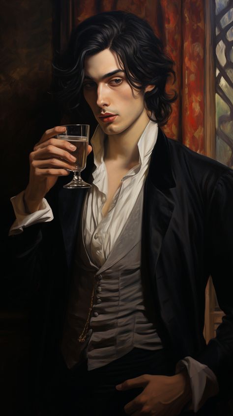 French Handsome Young Man Drinking #French #handsome #man #guy #avatar #wallpaper French Anime Guy, Man Drinking Wine, Gothic Victorian Character Design Male, Noble Aesthetic, Long Brown Hair Male Character Art, Long Red Hair Man Character Art, Dark Haired Pirate Male, Medieval Dark Haired Man, Victorian Anime