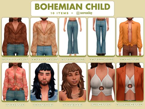 Bohemian Child Collection (10 items) | Serenity on Patreon Sims 4 Sleep Cc Maxis Match, Ts4cc Maxis Match Clothes, Sims 4 Boho Cc, Sims 4 Blog, Cc Clothes, Pelo Sims, The Sims 4 Packs, Sims 4 Mm Cc, Hot Outside