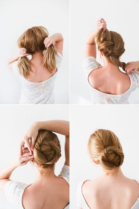 DIY Twisted Bun Hair Tutorial via oncewed.com Sanggul Modern, Diy Wedding Hair, Hair Bun Tutorial, Fast Hairstyles, Peinados Fáciles Para Cabello Corto, Low Bun, Penteado Cabelo Curto, Hair Updo, Hair Dos