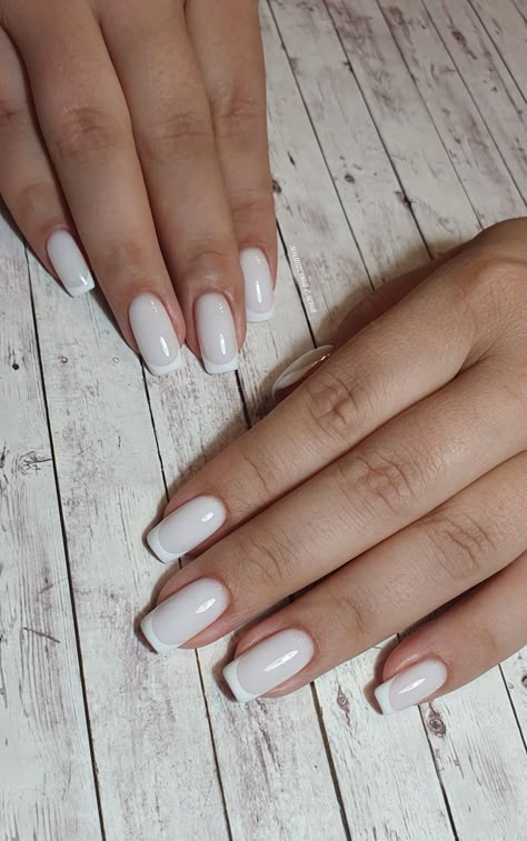 Milk French Manicure, White French On White Nails, Milk White French Tip Nails, Milk Manicure Nails, White Nails With French Tip, Milk French Nails, White Milk Nails, Trend Nails 2024, White On White French Manicure