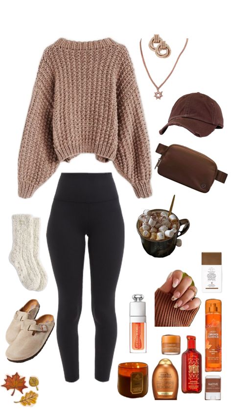 Fall Outfit Inspo | Lululemon Belt Bag | Boston Birkenstock Clog Taupe | Fuzzy Socks | Fall aesthetic | Fall Essentials | Pumpkin Scent | Fall Nails | Hot chocolate Boston Birkenstock, Boston Outfits, Lululemon Belt Bag, Birkenstock Clog, Preppy Fall Outfits, Clogs Outfit, Pumpkin Scent, Casual Preppy Outfits, Cute Lazy Day Outfits