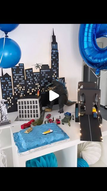 Godzilla Theme Party, Godzilla And King Kong Birthday Party, Godzilla Cakes For Boys, Godzilla Party Games, Godzilla Birthday Party Cake, King Kong Vs Godzilla Birthday Party, Godzilla Birthday Party Decorations, Godzilla Cake Ideas, Godzilla Party Ideas