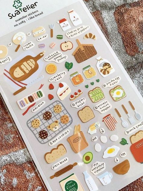 1pc Food Pattern Assorted Sticker, Creative Multi-purpose Sticker For DIY Craft, Decoration, Hand Account Multicolor    Polyamide     Stationery Stickers, size features are:Bust: ,Length: ,Sleeve Length: Sticker Sheet Design, Diy Brunch, Stationary Stickers, Stationary Art, Food Pattern, Stationery Stickers, Food Patterns, Craft Decoration, Creative Stationery