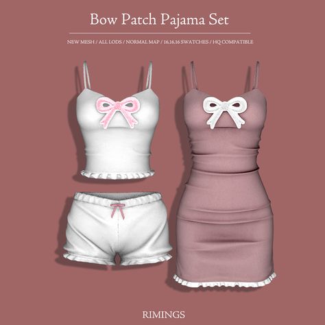 [RIMINGS] Bow Patch Pajama Set | Patreon Sims 4 Controller Override, Custom Sims Sims 4, Sims 4 Cc White Shirt, Sims 4 Cc Bloomers, Sims 4 Bows Cc, Sims 4 Cc Cold Weather Clothes Female, Sims 4 Pj Set Cc, Babytears Cc Sims4, Ts4 Tops Cc