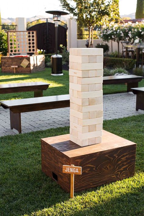 Lawn games at Casa Real at Ruby Hill Winery & the Palm Event Center in the Vineyard. Lawn Party Games, Giant Lawn Games, Giant Yard Games, Outdoor Wedding Games, Outdoor Games Adults, Engagement Party Planning, Winery Event, Adult Playground, Giant Jenga