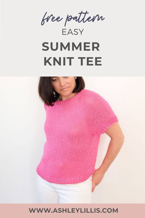 Summer Knitting Patterns For Women, Knitted T Shirt Pattern Free, Ashley Lillis, Free Summer Knitting Patterns For Women, Knit T Shirt Pattern Free, Knit Blouse Pattern Free, Knit Tees Free Pattern, Knitted Tee Shirt Patterns Free, Cotton Knitting Patterns Free