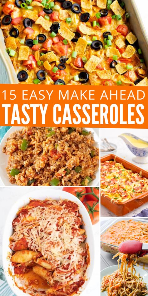 Make-Ahead Casseroles are such a great way to meal prep for dinners and lunches. Here is a great list of casseroles you can make in advance to toss into the oven on busy weeknights. Great for busy moms who are running short on time.  #passion4savings #casserole #makeahead #breakfast #lunch #dinner #recipes #baked #oven #easy #busymoms Easy Meal Casserole, Pop In The Oven Meals, Meals To Make For Guests, Best Frozen Casserole Recipes, Easy Make Ahead Dinners For The Week, Prepare Ahead Casserole Dinners, Casserole Prep Ahead, Take And Bake Casserole, 13x9 Dinner Recipes