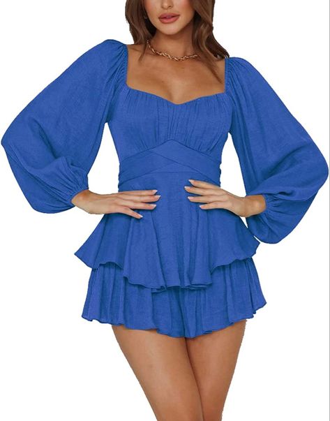 Long sleeve flowy dress with shorts (romper) comes in many different colours on Amazon. Dress up or dress down Ruffle Jumpsuit, Casual Chique, Rock Outfit, Urban Fashion Women, Jumpsuit Chic, Western Outfits Women, Jumpsuit Pattern, Ruffle Romper, Cute Rompers