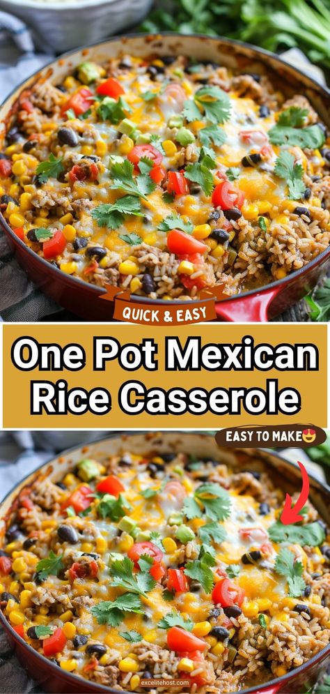 Ingredients: 1 lb ground beef 1 large onion, chopped Mexican Brown Rice Recipes, Classic Mexican Dishes, One Pot Mexican Rice Casserole, One Pot Mexican Rice, One Pot Mexican, Mexican Rice Casserole, Mexican Casserole Recipe, Mexican Rice Recipes, Mexican Casserole