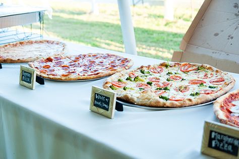 Give your guests what they really want by curating a unique, casual menu featuring anything from pigs in a blanket to gourmet pizza. Offbeat Wedding, Pizza Bar, Gourmet Pizza, City Bride, Reception Food, Wedding Reception Food, Traditional Bride, April 16, Casual Wedding