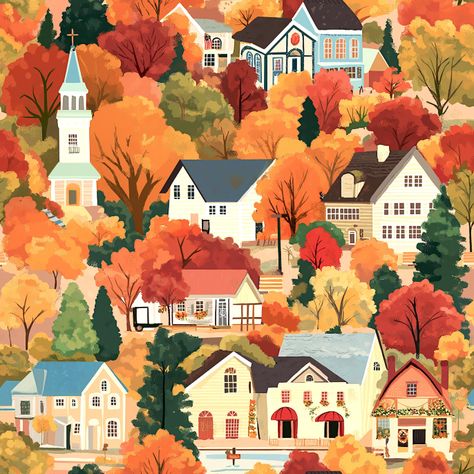 16 stunning Americana fall foliage patterns, a charming country village in New England in peak foliage season. Perfect for wallpaper, scrapbooking, phone cases, templates, invitations and more. Upon payment, you will receive 4 zip files containing your designs. Each design is a 12 inch by 12 inch, 300 dpi, seamless JPG file. If you have trouble opening the zip files, please refer to Etsy's helpful tutorials for assistance.   Take the  magic of the fall season into  your creative projects! And th Vintage Americana Wallpaper, Americana Wallpaper, Bohemian Gallery Wall, New England Autumn, Autumn Scrapbook, Autumn Patterns, Urban Bohemian, Americana Vintage, New England Fall