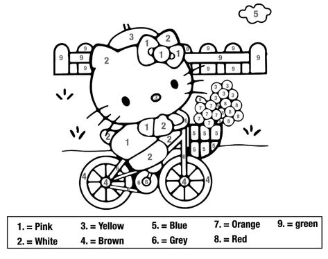 Adorable Hello Kitty Color By Number coloring page Hello Kitty Coloring Book Aesthetic, Hello Kitty Color By Number, Hello Kitty Activity Sheets, Sanrio Coloring, Color By Number Coloring Pages, Number Coloring Pages, Hello Kitty Imagenes, Hello Kitty Colouring Pages, Hello Kitty Printables