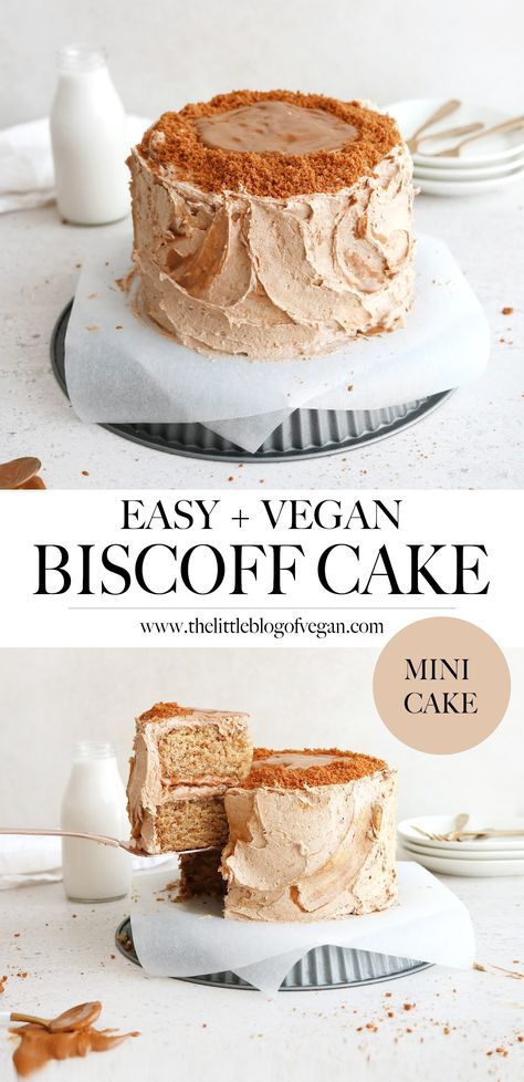 Vegan biscoff cake Vegan Cakes Birthday, Vegan Birthday Desserts, Mini Vegan Cake, Vegan Birthday, Vegan Mini Cake, Vegan Cake Recipe, Easy Vegan Cake, Vegan Birthday Treats, Small Vegan Cake