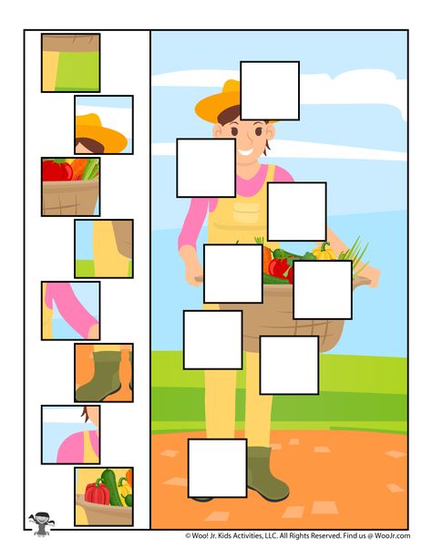 Kindergarten Puzzle Activities, Puzzle Activity For Kids, Puzzle For Kids Preschool, Puzzle For Kindergarten, Puzzle Activities For Kids, Animal Puzzle Printable, Anyong Lupa, Puzzle Preschool, Farm Picture