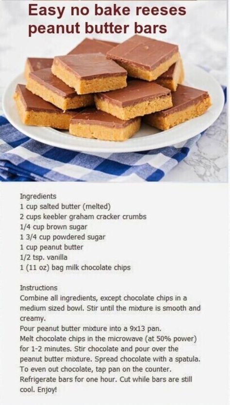 No Bake Peanut Butter Bars, Peanut Butter Bars Recipe, Peanut Butter Dessert Recipes, Peanut Butter Fudge Easy, Recipes Smoothies, Bbq Summer, No Bake Peanut Butter, Desserts Healthy, Desserts Chocolate