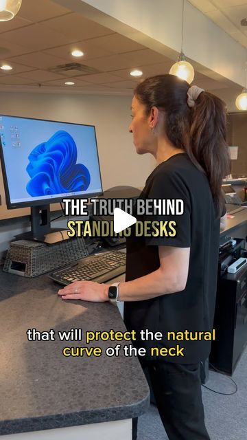 Dr. Suzi Schulman on Instagram: "Are you sitting too much during the day? How about we switch things up and stand while we work?👩‍💻

Standing desks are becoming increasingly popular as people look for ways to improve their health and productivity. Unlike traditional desks, standing desks allow you to work in a more ergonomic and active position, reducing the negative effects of sitting for long periods of time. Plus, they’re customizable to fit your individual needs and preferences, with adjustable heights and angles to ensure proper posture and comfort.💪✨

📢Save this for later and share with a friend who needs it!
•
•
•
#standingdesk #desk #desksetup #stand #standup #backpain #neckpain #shoulderpain #office #work #workspace #ergonomics #standandwork #posture #productivity #focus #heal Long Shared Office Desk, How To Sit Properly At A Desk, Excersise While Sitting At A Desk, Standup Desk, Desk Posture Tips, Sit Stand Desk Home Office Layout, Standing Desk Exercises, Stand Up Desk Benefits, Desk Posture