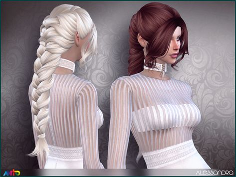 Long braid for your sims in 22 colours  Found in TSR Category 'Sims 4 Female Hairstyles' Sims 4 Braids Cc Alpha, Long Sims 4 Hair Cc, The Sims 4 Cabelos, Die Sims 4, Cc Hair, Pelo Sims, Free Sims, Hairstyle Fashion, Long Hairstyle