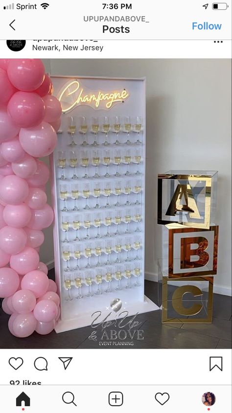 Barbie Champagne Wall, Champagne Wall, Birthday Dinner Party, Wall Designs, Birthday Dinner, Birthday Dinners, Party Decoration, Girls Night, Event Planning