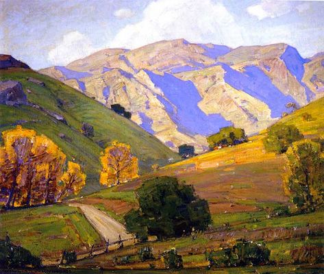 William Wendt (1865 – 1946) was a German-born American painter who was known for his bold and colorful landscapes. He spent much of his life painting the California landscape and his prominence earned him the title “the dean of Southern California artists”. Many of his paintings feature lush trees, rolling hills and a beautiful sense… California Poppies, California Landscape, Seni Cat Air, California Art, Oil Painting Reproductions, A4 Poster, Plein Air Paintings, Landscape Artist, Painting Reproductions