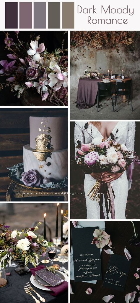 Thinking purple is your theme of choice when you tie the knot? Purple is one of the most amazing and beautiful colors existing in nature.READ MORE Dark Purple Wedding, Dark Wedding Theme, Wedding Color Pallet, Purple Wedding Theme, Wedding Color Trends, Wedding Colors Purple, Dark Wedding, Wedding 2025, Moody Wedding