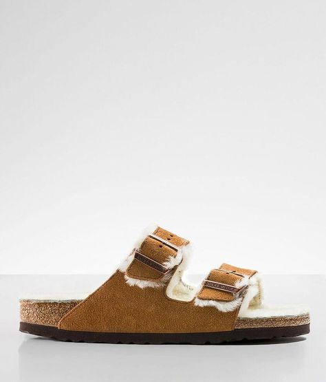 Double Strap Sandals, Brown Leather Sandals, Leather Sandals Women, Shoe Size Conversion, Birkenstock Arizona, Real Fur, Arch Support, Cute Shoes, No Way