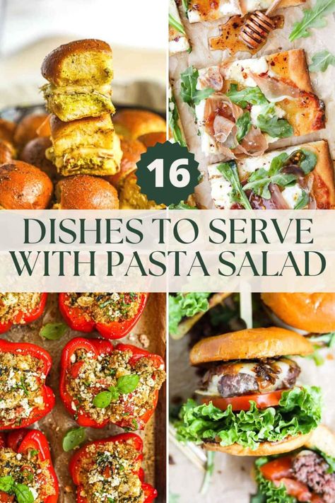 Not sure What to Eat with Pasta Salad? Below we list all of our favorite dishes that pair perfectly with all types of pasta salad, including tuna, Italian, shrimp, chicken, and more. Try it with juicy burgers, steak and chicken dishes, flavor-packed pizza, and scrumptious sandwiches. What To Make With Pasta, What To Eat With Pasta, What To Serve With Pasta, Italian Shrimp, Juicy Burgers, Tuna Salad Pasta, Greek Salad Pasta, Cold Pasta Salad, Cold Pasta