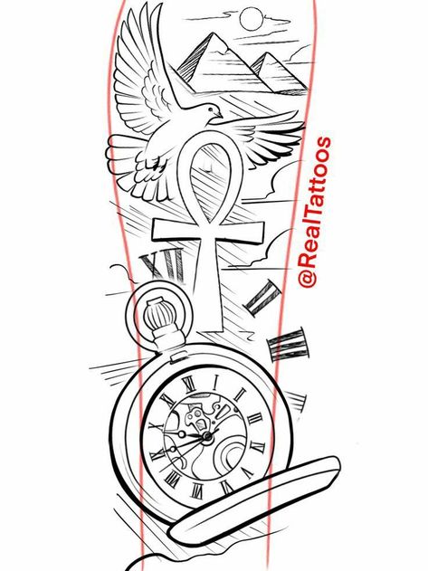 Egypt Sketch, Half Sleeve Tattoos Sketches, Half Sleeve Tattoo Stencils, Mangas Tattoo, Egyptian Tattoo Sleeve, Half Sleeve Tattoos Drawings, Egiptul Antic, Tattoo Outline Drawing, Forearm Tattoo Design