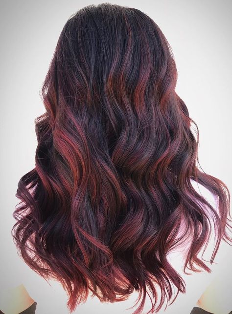 50 New Red Hair Ideas & Red Color Trends for 2020 - Hair Adviser Wine Red Highlights, Wine Highlights, Pinkish Brown Hair, Hair Ideas Red, Ruby Red Hair, Light Red Hair, Light Auburn Hair, Wine Hair Color, Red Copper Hair Color