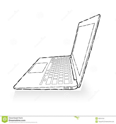 Cartoon Laptop Drawing Laptop Drawing Art, Laptop Sketch, Laptop Drawing, Laptop Illustration, Image Drawing, Drawing Technology, Working On Laptop, Computer Drawing, Symbol Drawing