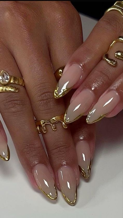 Simple Nail Coffin, Acrylic Overlay Nails Design Almond, Xs Almond Nails Design, Chrome With Design Nails, Almond Nails Designs 3d Gel, Nail Chrome Ideas, Dope Nail Designs Almond Short, Crome Nails Designs Square, Acrylic Nail Designs White