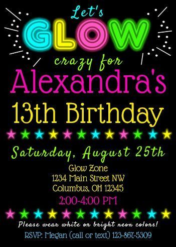 Party Themes For Teenagers, Dark Birthday Party, Glow In The Dark Birthday, Glow Party Decorations, Dark Birthday, Glow Stick Party, Glow In Dark Party, Neon Birthday Party, Birthday 12