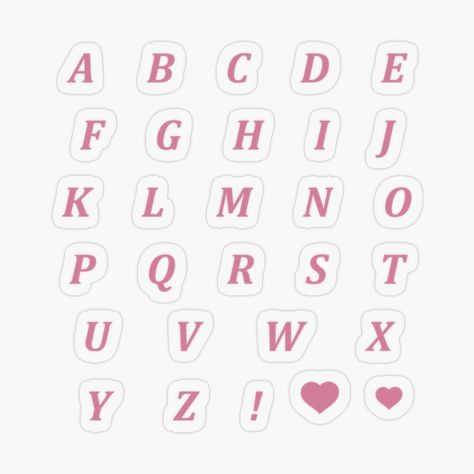 Letter Stickers Printable, Sticker Letters, Notebook Collage, Letter Collage, Pink Scrapbook, Lettering Styles Alphabet, Shot Book, Scrapbook Letters, Sticker Inspo